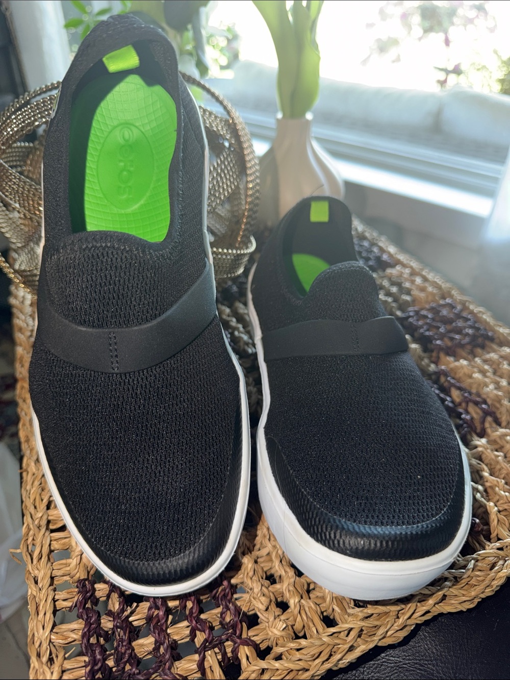 OOFOS OOmy Stride Women's 6.5 Black Recovery Slip On Walking Shoes EU 37.5